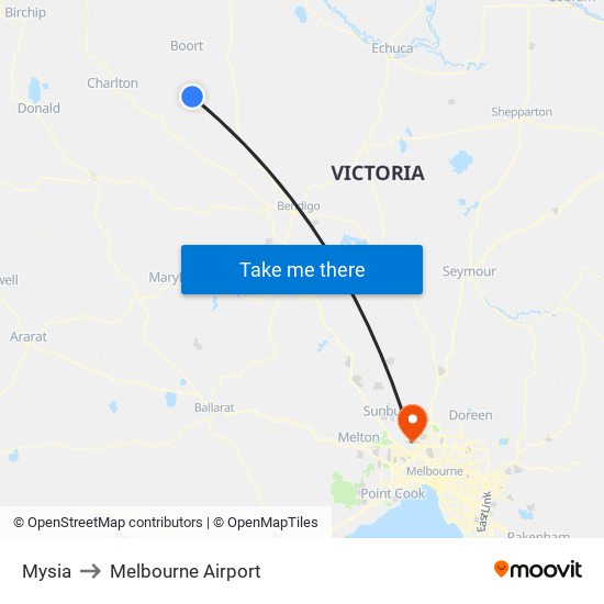 Mysia to Melbourne Airport map