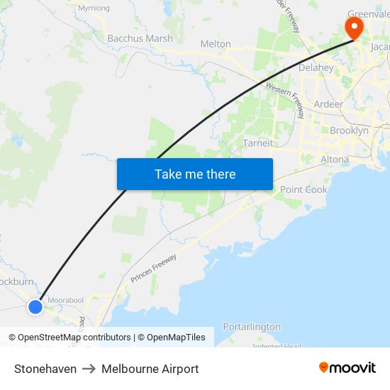 Stonehaven to Melbourne Airport map