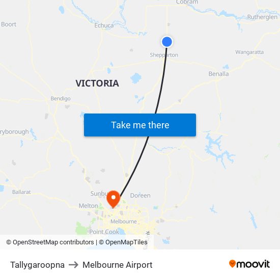 Tallygaroopna to Melbourne Airport map