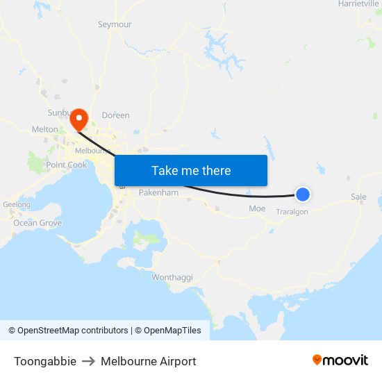 Toongabbie to Melbourne Airport map