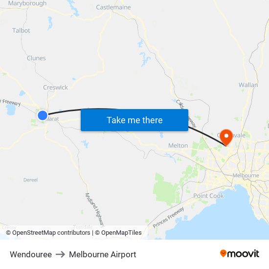Wendouree to Melbourne Airport map