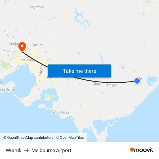 Wurruk to Melbourne Airport map