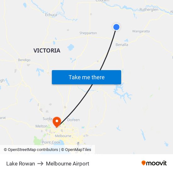 Lake Rowan to Melbourne Airport map