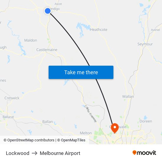 Lockwood to Melbourne Airport map
