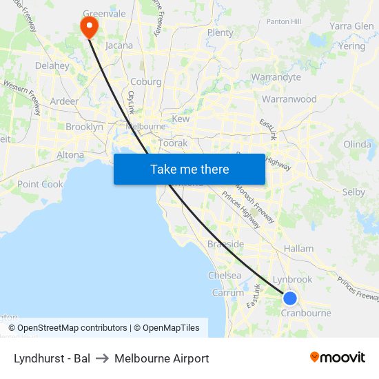 Lyndhurst - Bal to Melbourne Airport map