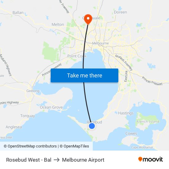 Rosebud West - Bal to Melbourne Airport map