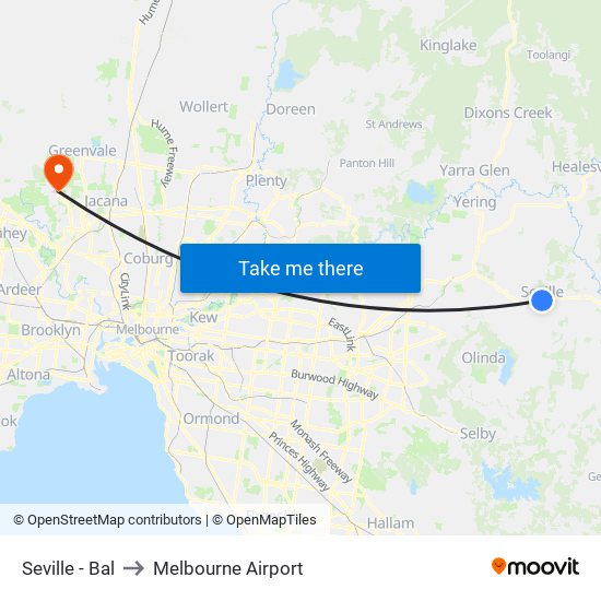 Seville - Bal to Melbourne Airport map