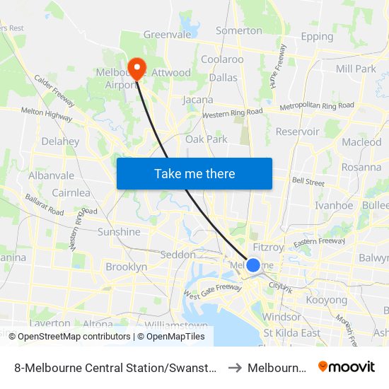 8-Melbourne Central Station/Swanston St (Melbourne City) to Melbourne Airport map