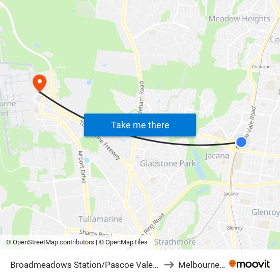 Broadmeadows Station/Pascoe Vale Rd (Broadmeadows) to Melbourne Airport map