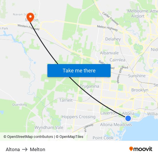 Altona to Melton map