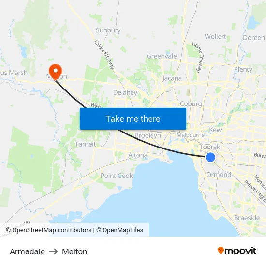 Armadale to Melton map