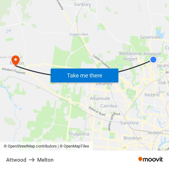 Attwood to Melton map