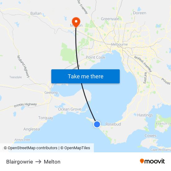 Blairgowrie to Melton map