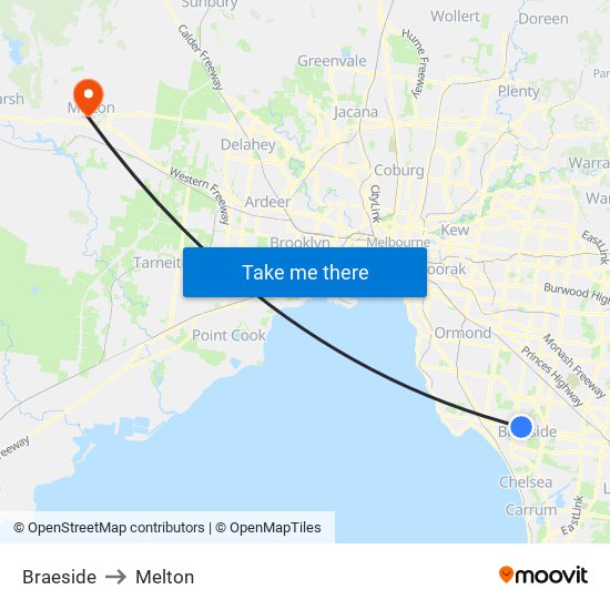 Braeside to Melton map