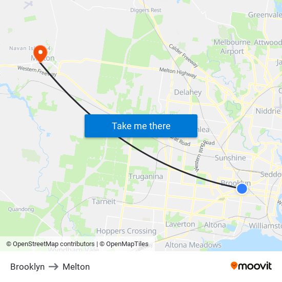Brooklyn to Melton map