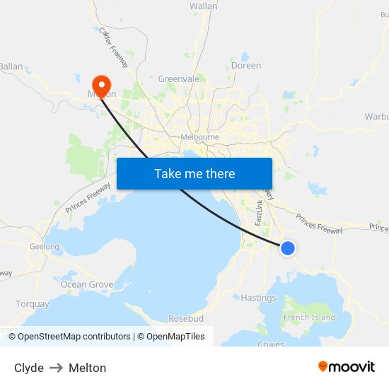 Clyde to Melton map