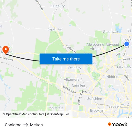 Coolaroo to Melton map