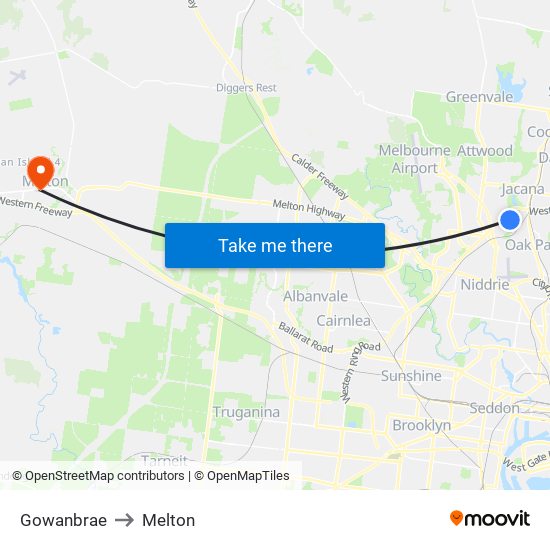 Gowanbrae to Melton map