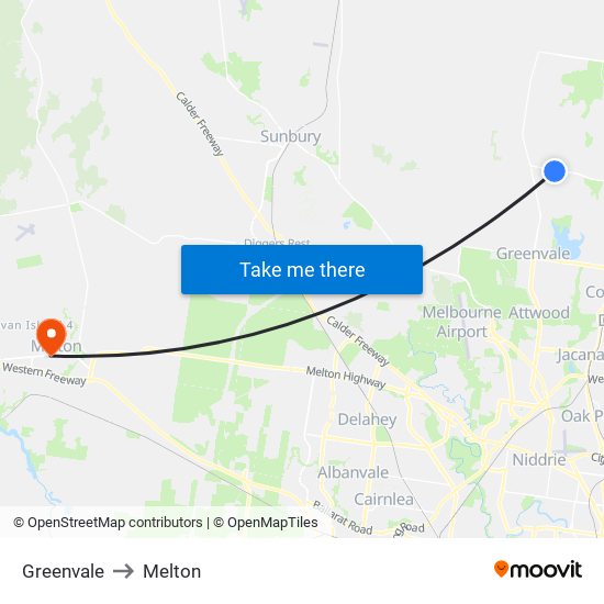 Greenvale to Melton map