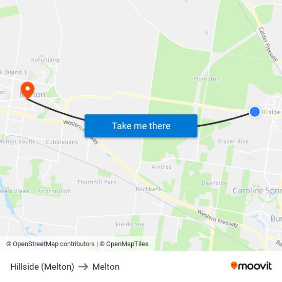 Hillside (Melton) to Melton map