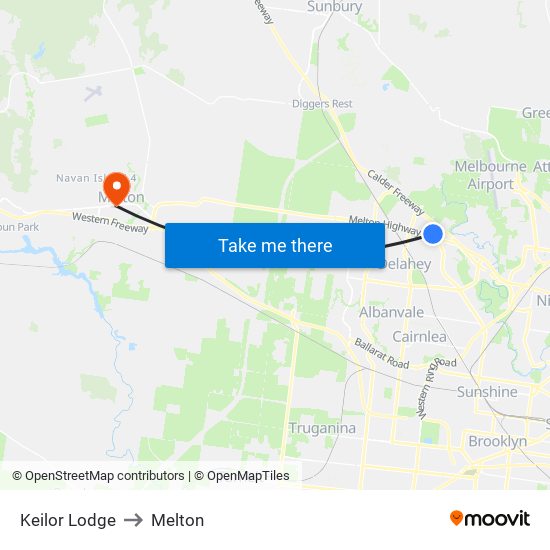 Keilor Lodge to Melton map