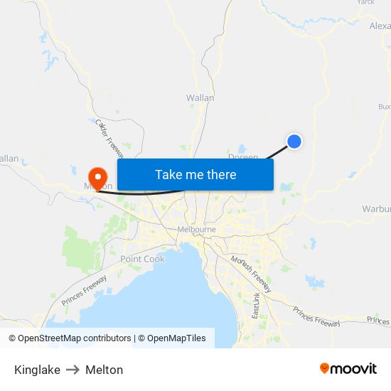 Kinglake to Melton map