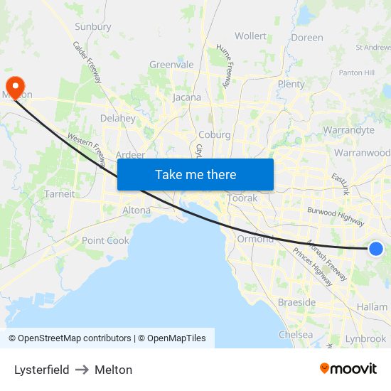 Lysterfield to Melton map