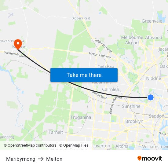 Maribyrnong to Melton map