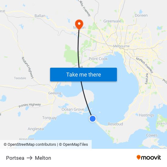 Portsea to Melton map