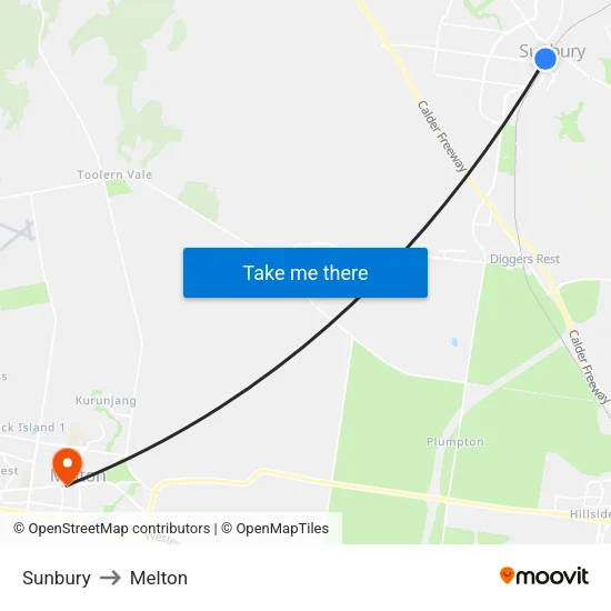 Sunbury to Melton map