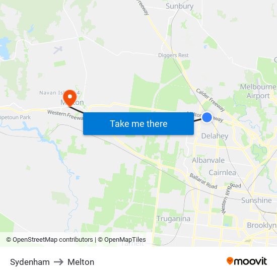 Sydenham to Melton map