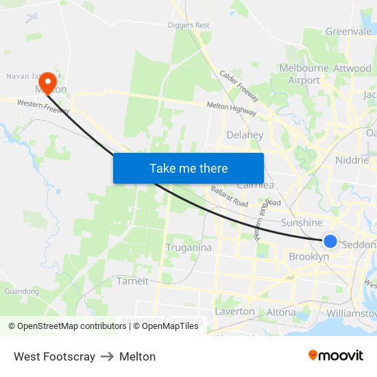 West Footscray to Melton map