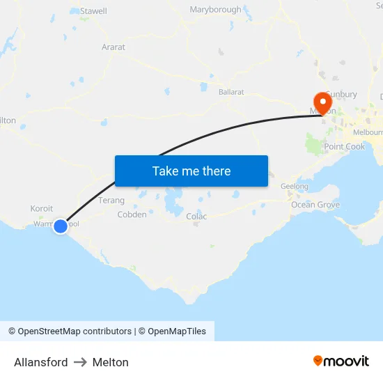 Allansford to Melton map