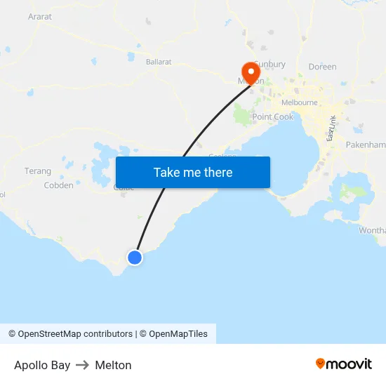Apollo Bay to Melton map