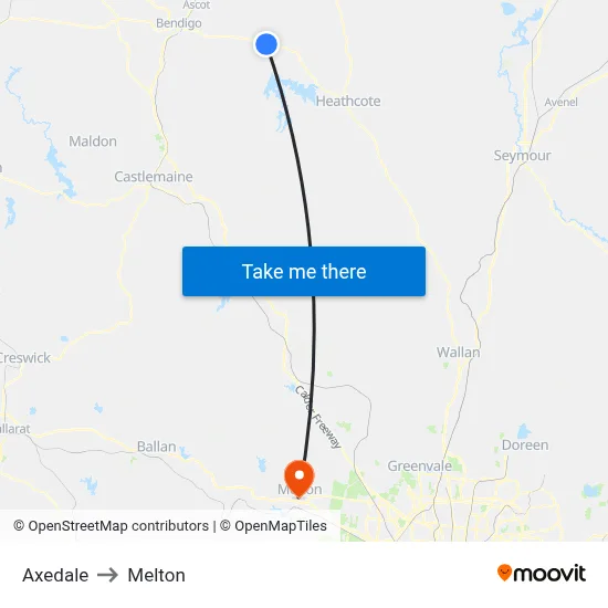 Axedale to Melton map