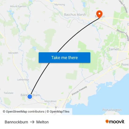 Bannockburn to Melton map