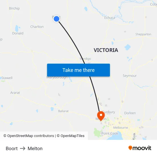 Boort to Melton map