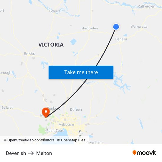 Devenish to Melton map