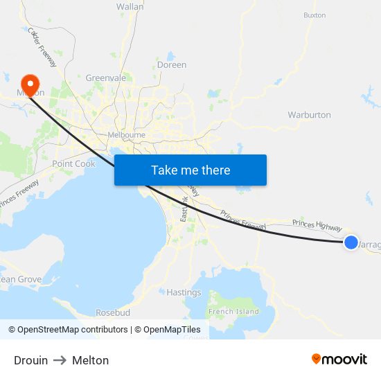 Drouin to Melton map