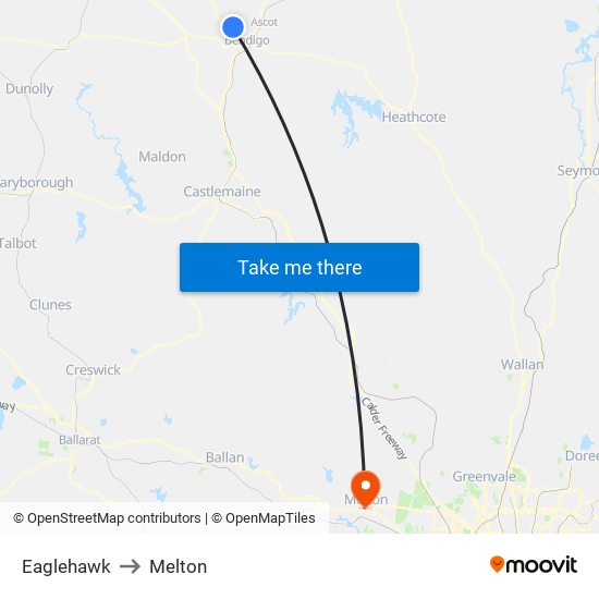 Eaglehawk to Melton map