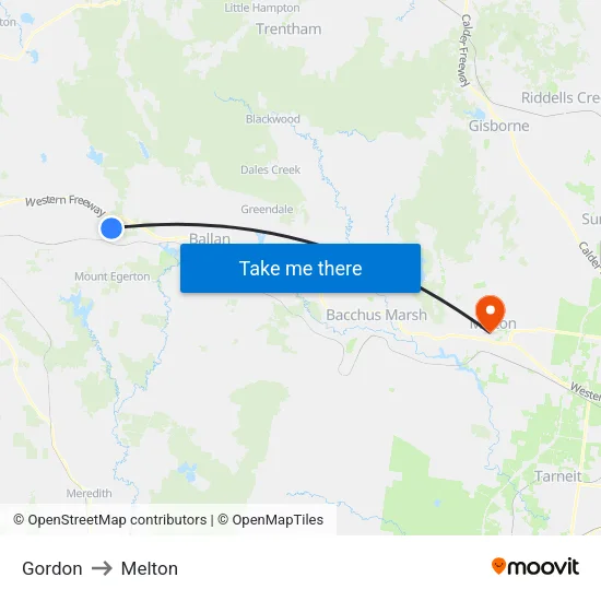 Gordon to Melton map