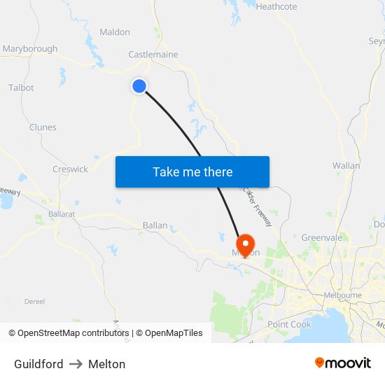 Guildford to Melton map