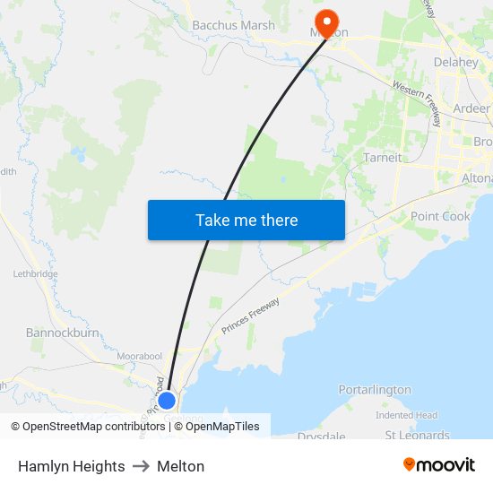 Hamlyn Heights to Melton map