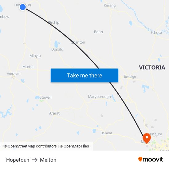 Hopetoun to Melton map