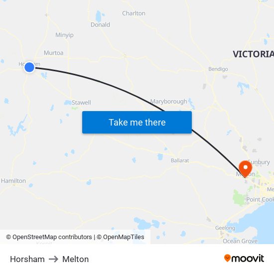 Horsham to Melton map