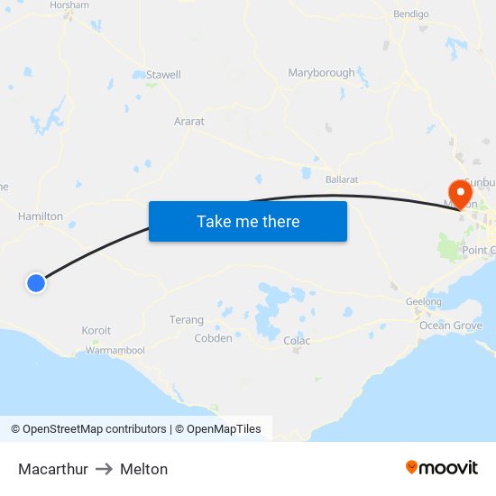 Macarthur to Melton map