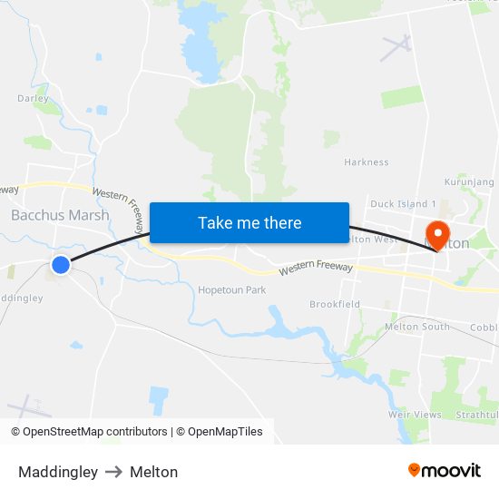 Maddingley to Melton map