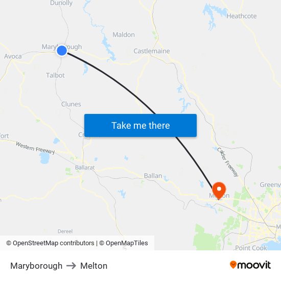 Maryborough to Melton map