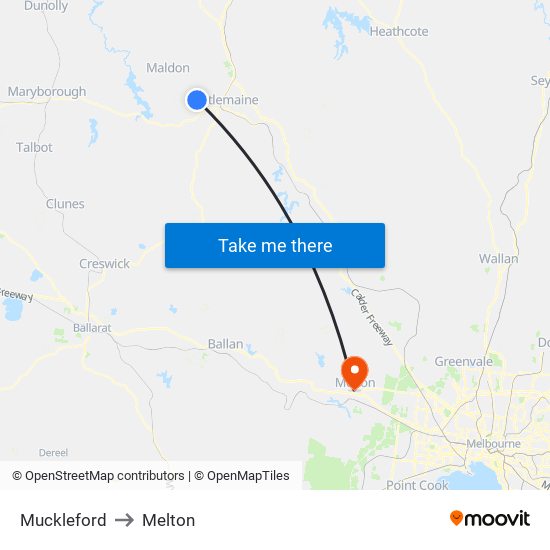 Muckleford to Melton map