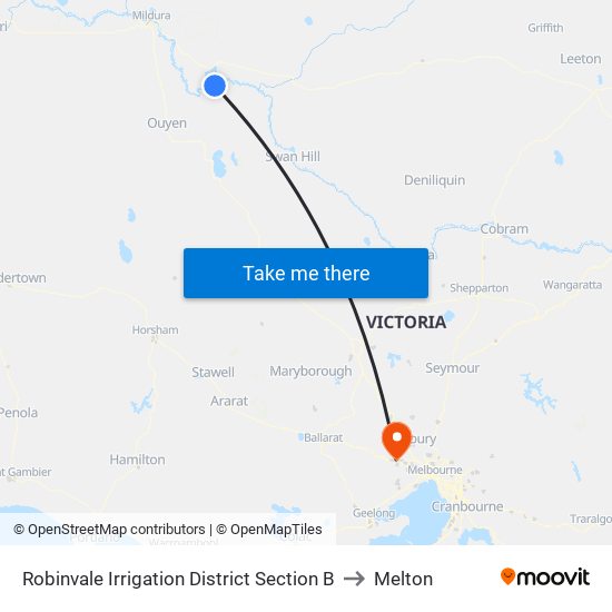 Robinvale Irrigation District Section B to Melton map